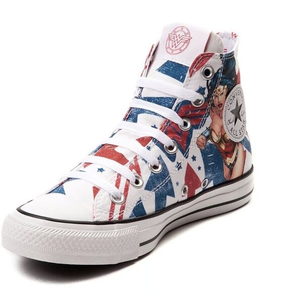 DC Comics Wonder Women x Chuck Taylor All Star Sneakers White/Red/Blue M3.5/W5.5 - Picture 1 of 11